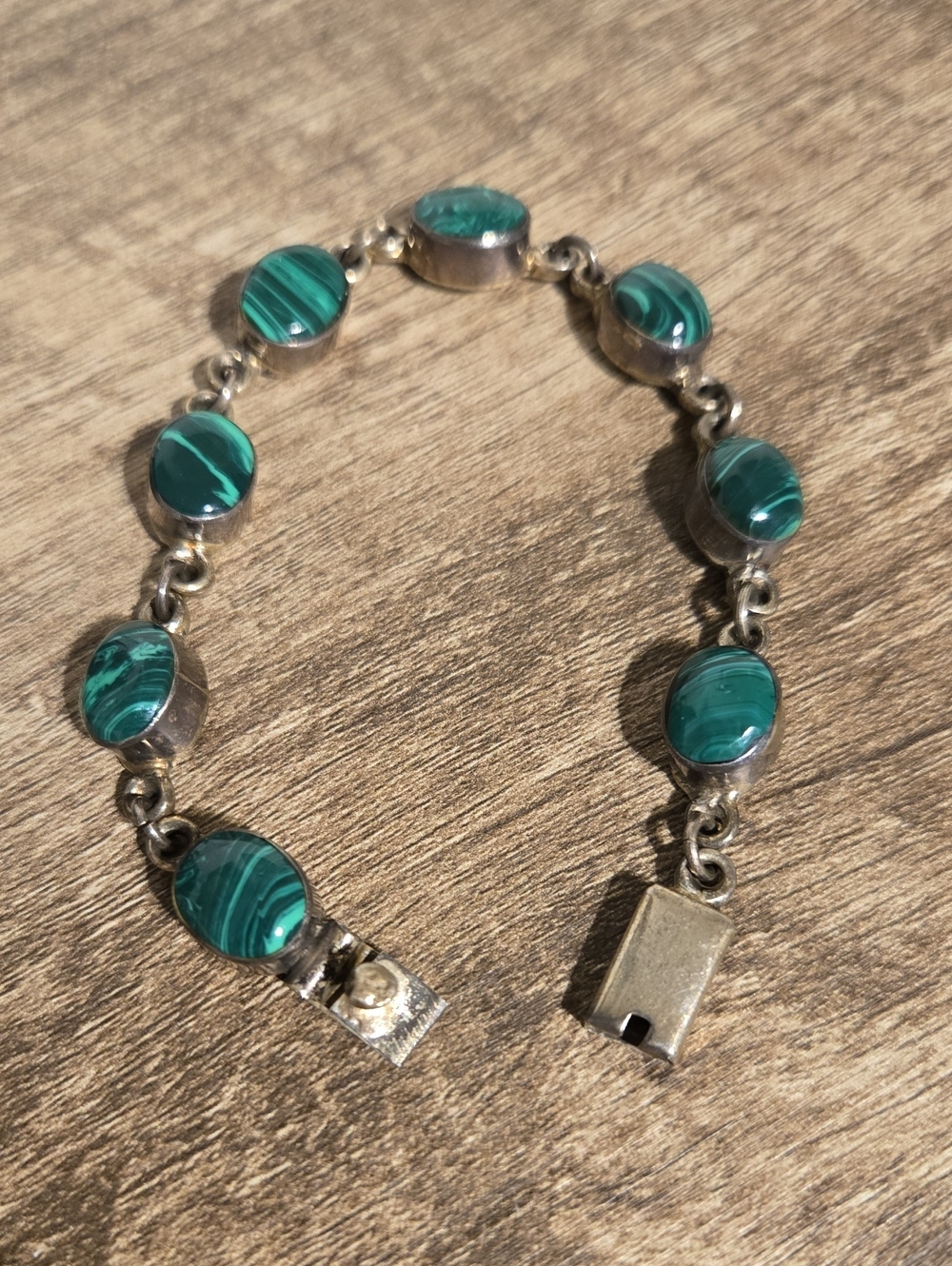 Sterling Silver And Malachite Bracelet